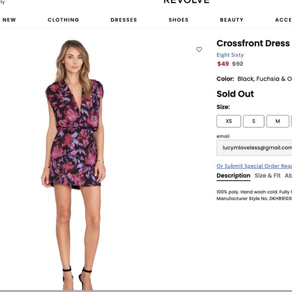 Eight Sixty Revolve Crossfront Dress Fuschia Black and Orchid - Picture 9 of 9